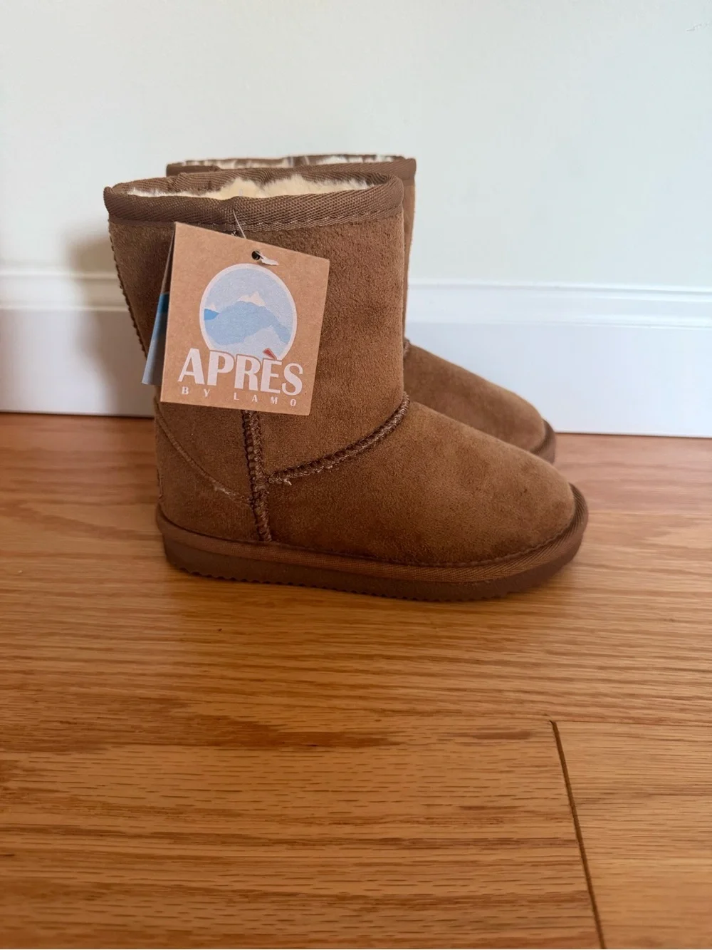 Après Kids Cozy Suede Boot in Brown with Shearling